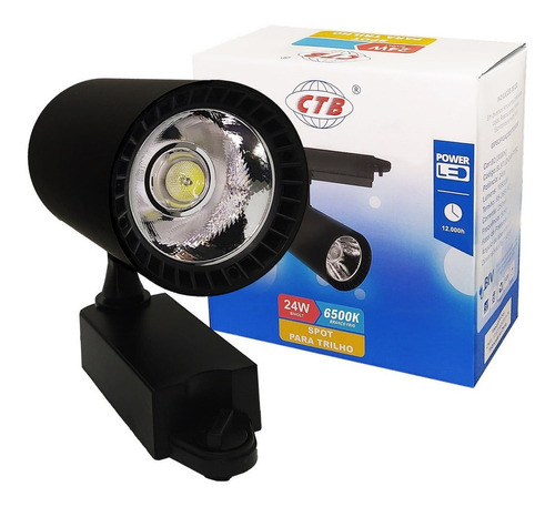 Spot Led Para Trilho Eletrificado Preto 24w Quente Ou Frio Cor Branco frio 6500k - Cód. 762047 Bivolt