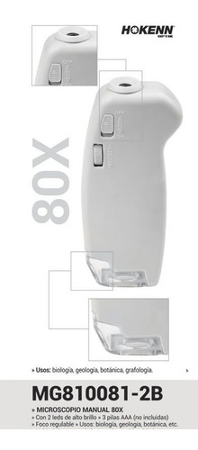 Imagen 5 de 8 de Lupa Hokenn Mg810081-2b 80x Foco Regulable Luz De Led
