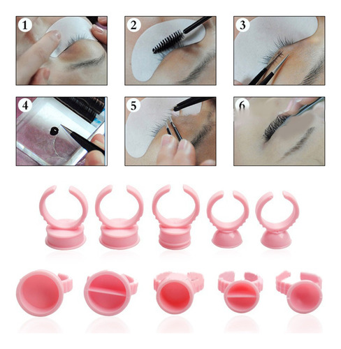 Anillo Para Pegamento Pestañas Soporte Ajustable Set F
