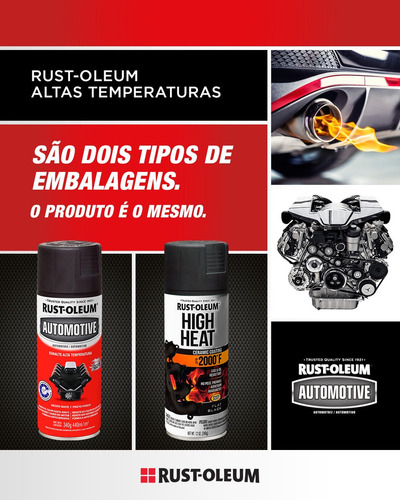 Kit 6x Spray Preto Fosco Alta Temperatura 1093 Oc Rust Oleum