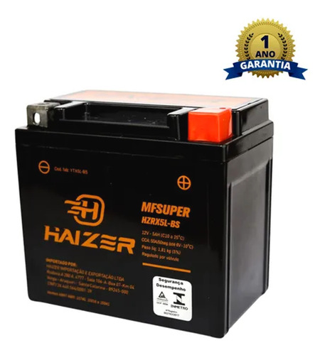 Bateria Haizer Hzrx5l Ybr Factor 125 2021 2022 2023 2024... Direito