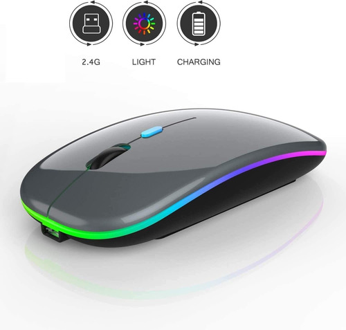 Mouse Wireless Recarregável Led Rgb 2.4 Ghz Sem Fio Barato