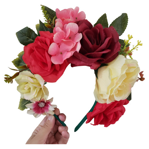 Tiara Sandy Arranjo De Cabeça Com Flores Coloridas Luxo