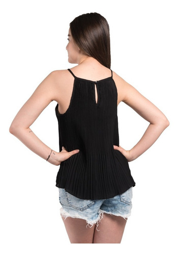 Imagen 3 de 3 de Blusa De Tirantes Lisa Plizada Con Cuello Alto