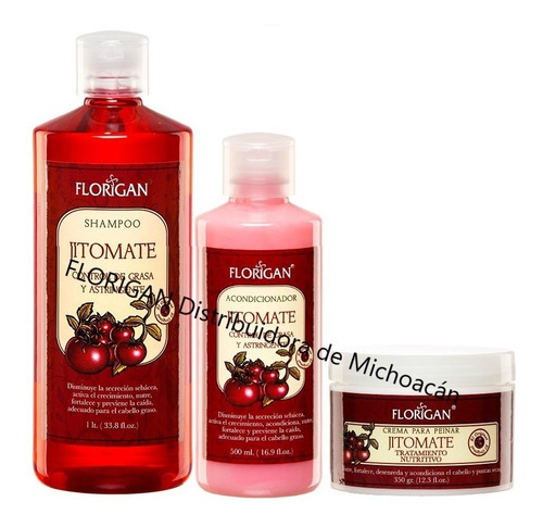 Shampoo Acondicionador Crema Peinar Jitomate Astringente Kit