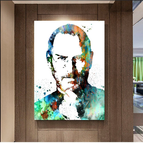 Cuadro Decorativo Steve Jobs Efecto Acuarela Arte 60x90cm