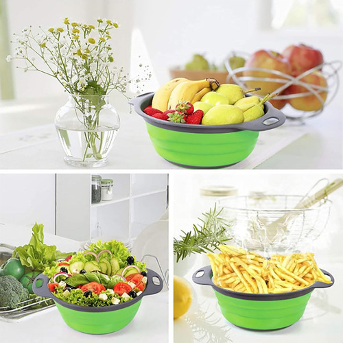 Juego De 3 Coladores De Cocina Plegables De Silicona Para