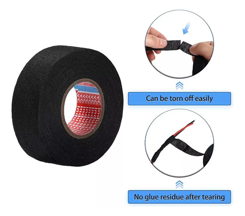 Cinta Tela Adhesiva Automotriz Cables Auto 10 Metros 19mm
