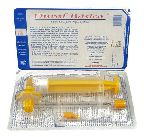 Dural® Básico. Equipo Para Bloqueo Epidural. Paquete 2 Pzas.