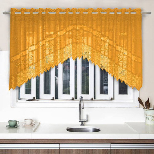 Cortina Renda Cozinha Cascata 3,00 M X 1,00 Alt Rose Cor Amarelo