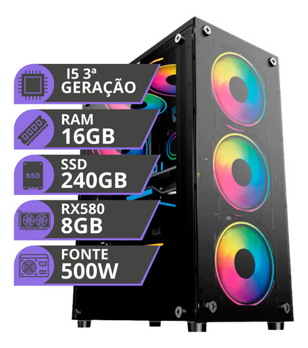 Pc Gamer Cpu Intel I5 Ssd 240gb 16gb Placa De Video 8gb Ddr5