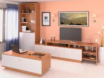 Comprar Combo Mesa Tv + Biblioteca + Mesa Ratona Con Cajon Modular