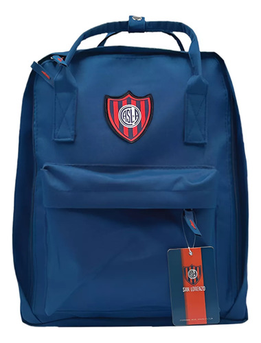 Mochila San Lorenzo 15 Pulgadas Con Licencia Color Azul Diseño De La Tela Liso