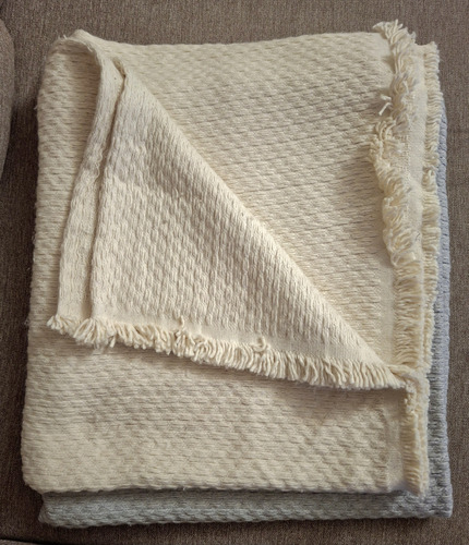 Manta Rústica Pie De Cama Algodón Doble Tejido Natural Tramado