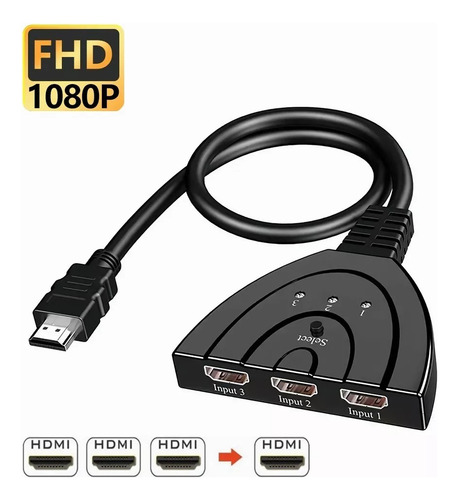Switcher Hdmi 1080p 3 Entradas 1 Salida Selector Connector
