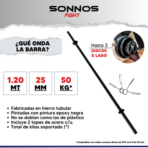 Mancuernas A Rosca Regulables + Barra + 24 Kg. En Discos Sonnos