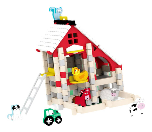 Juego De Bloques De Construcción De Casas De Madera Granja