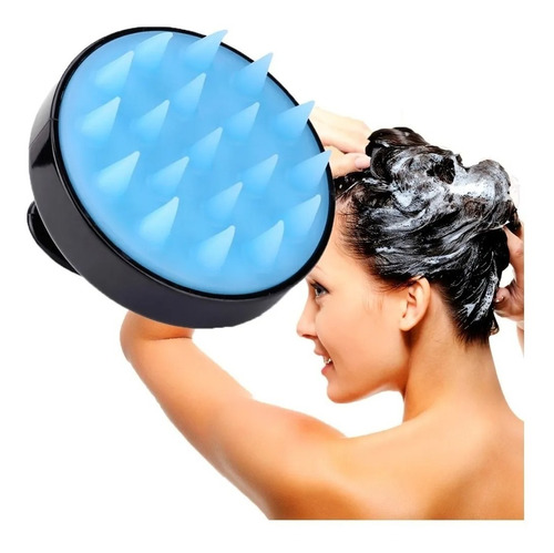 Escova Massageadora Couro Cabeludo Anti Caspa Anti Queda Cor Azul