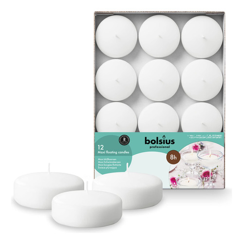 Bolsius Velas Flotantes Blancas De 3 Pulgadas, Juego De 12 V