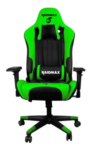 Cadeira de escritório Raidmax DK707 gamer ergonômica  preto e verde com estofado de couro sintético