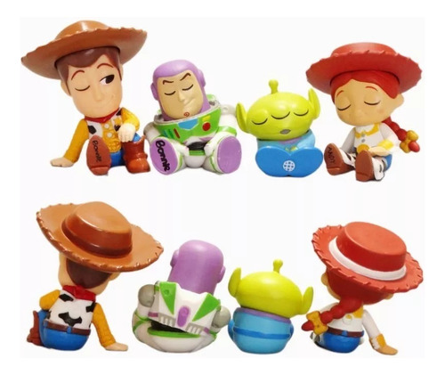 4 Bonecos Toy Story Dormindo Disney- Wood Buzz, Jessie Alien