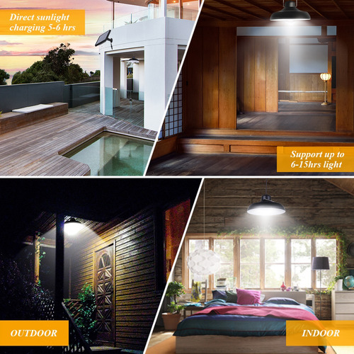Lámpara Colgante Solar Luz Led Para Int Y Ext 2 Focos M11012