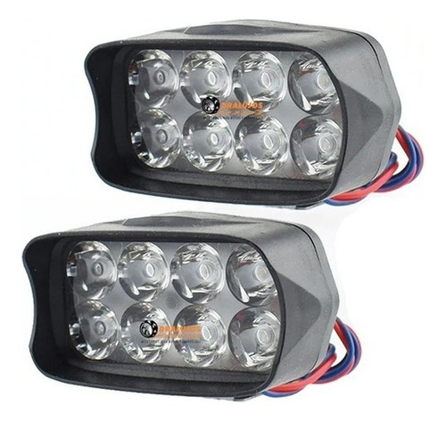 2 Exploradora Mini 8 Led Fija 10000lm Alta Potencia Moto/car