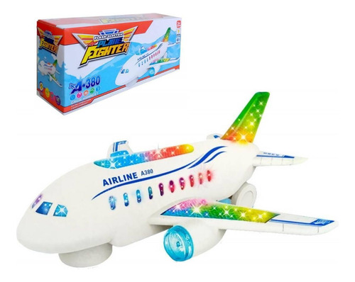 Avião Brinquedo Jumbo Airbus A380 Brinquedo Luz Led Som