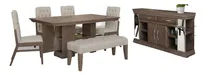 Comprar Comedor 4 Sillas Y 1 Banca Moscu Capuchino Këssa Muebles Color Marrón claro Diseño de la tela de las sillas Liso