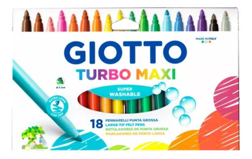Caneta Hidrocor Giotto Turbo Maxi 18 Cores Cor Multicor