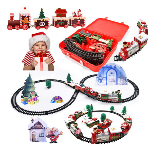 ( Decoración Navideña, Tren Eléctrico Con Luces Y Música.