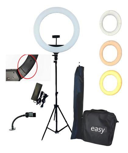 Ring Light Profissional 18 Polegadas Easy LED400 C Bolsa E Tripé Cor da estrutura Preto Cor da luz Branco-frio 127/220V