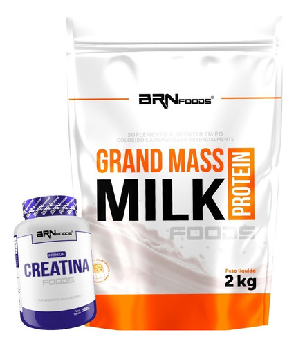 Kit Hipercalórico Mass Gainer 2kg + Premium Creatina 100g Sabor Baunilha