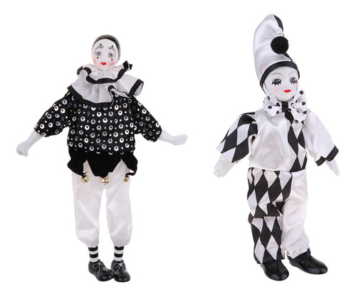 2 Piezas Adorables Porcelana De Pie Payaso Hombre Muñeca En