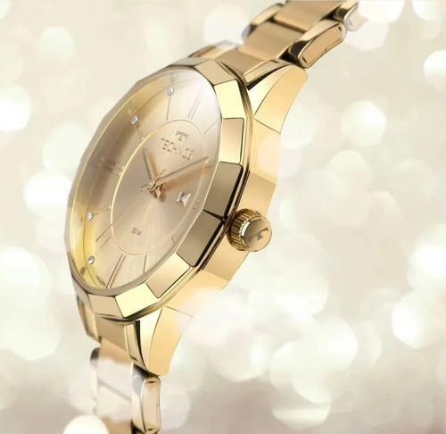 Relógio Technos Feminino Trend Dourado Cristais 2015ccl/4x
