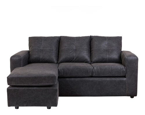 Seccional Emilia Cuero Auris Negro / Muebles América