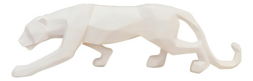 Escultura Pantera Em Polirresina 45cm Branca Branca