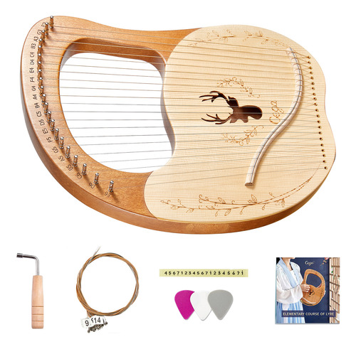 Adhesivo Metálico Lyre Harp Topboard Con 21 Púas, Abeto, Not