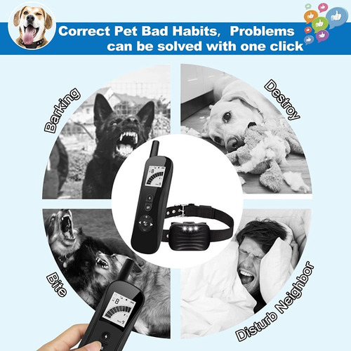 Collar De Entrenamiento Perros Lcd Grande E Impermeable Ip67