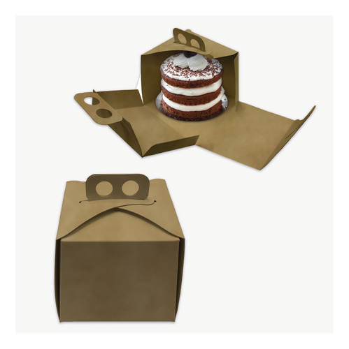 Cajas Para Torta Individual Mini Kraft 11.5*11.5*10 Pack 50