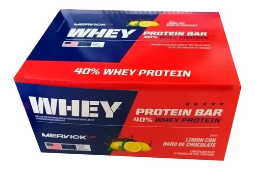 Suplemento en barra MervickLab  Whey Protein Bar carbohidratos sabor limón en caja de 780g 12 un
