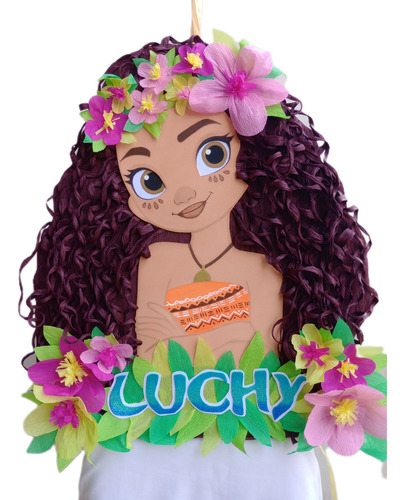 Piñata Moana Personalizada / Piñatas_jean Marron, Naranja, Blanco, Negro, Piel Morena, Rosa, Fucsia, Amarillo, Verde Moana Moana Personalizada Grande