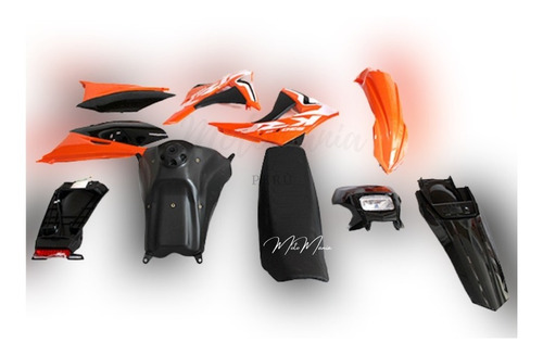 Kit Plasticos Para Moto Crf230 Tanque+asiento Naranja Negro