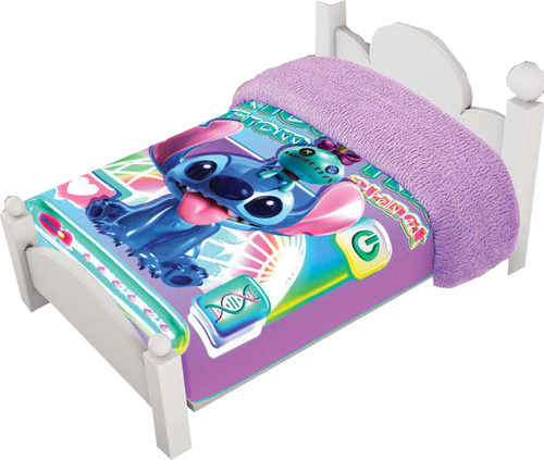 Edredón/cobertor Cunero Con Borrega Disney Providencia Color Violeta Diseño De La Tela Stitch