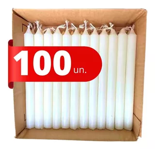 100 Vela Palito Branca Tradicional 14cm Preço Bom No Atacado