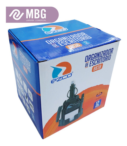 Imagen 5 de 7 de Organizador De Escritorio Ezco 8838 12 Piezas Base Rotable