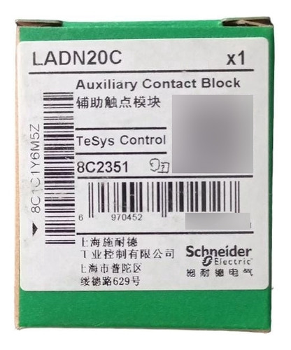 Bloque Contacto Auxiliar Para Contactor Schneider Ladn20c2na