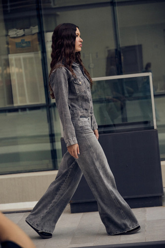 Pantalon Jean Wide Leg A4 Gris Cloter Talle 42xl (Usado)