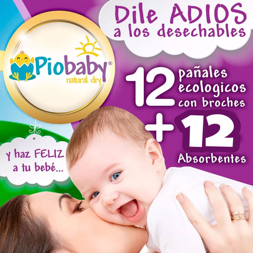 12 Pañales Ecológicos + 12 Insertos + Fular Portabebe Gratis