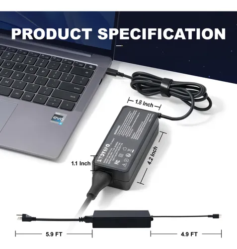 Ktdyspq Cargador Usb C Portatil 65w Para Computadora Lenovo,